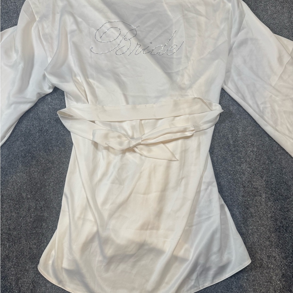 Victoria's Secret White Satin 'Bride' Rhinestone Robe